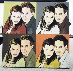 Warhol style 4 panel -couple photo- Canvas Gallery Wrap Stretche